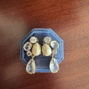 Kate Spade Elegant Pearl and Crystal Drop Earrings